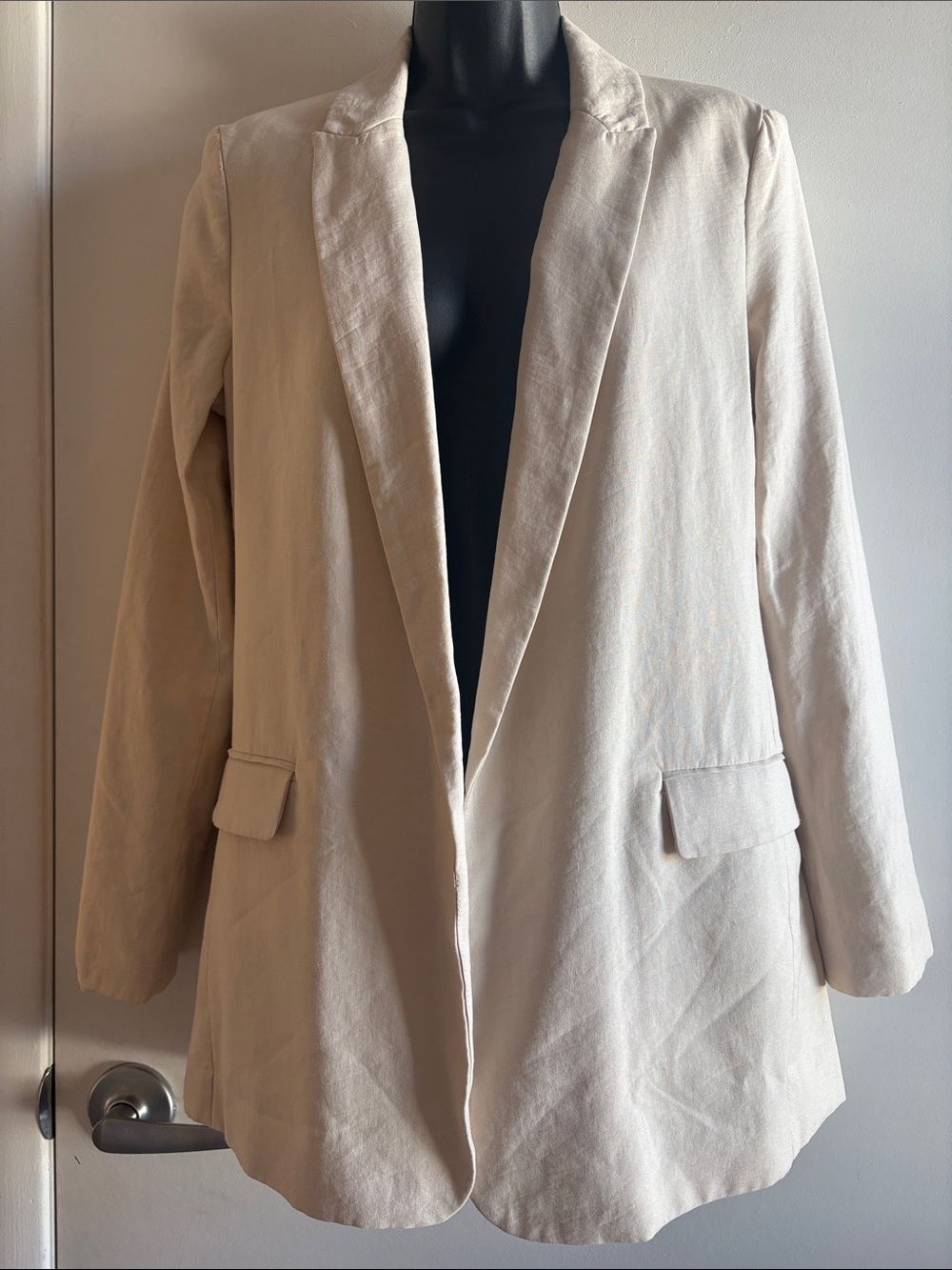 Tailored Cream Career Office Open-Front Blazer Jacket SZ SP